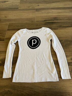 Pure Barre White Fuzzy Long Sleeve Top